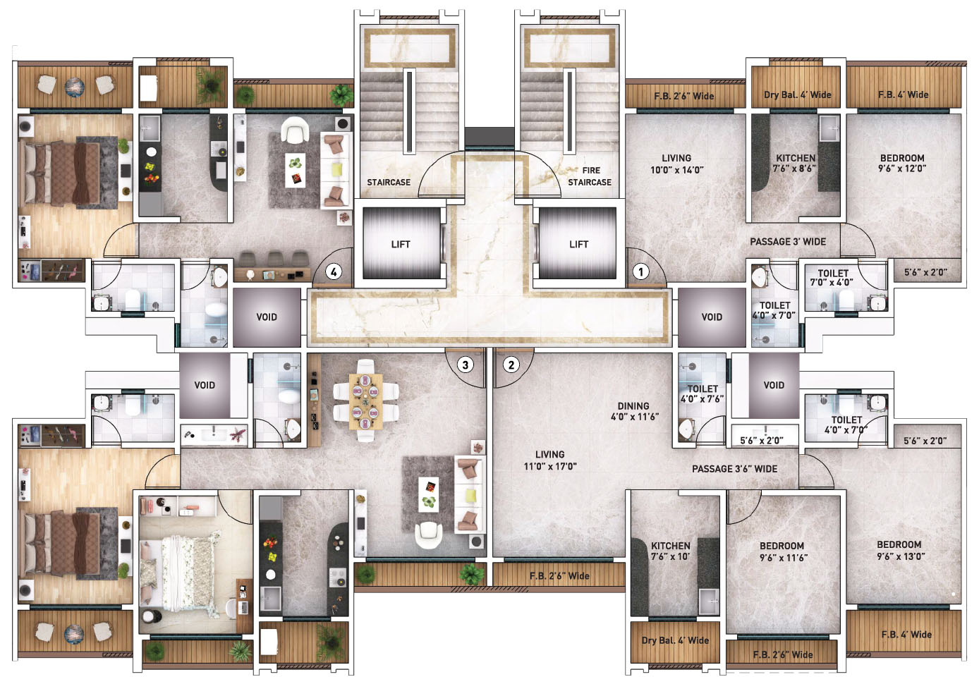 2 BHK 2D Floor Plan